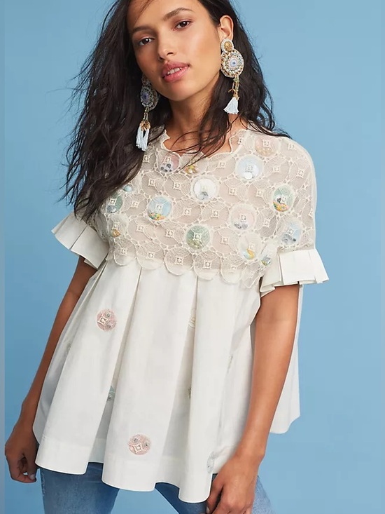 Amid Aggarwal Tops - Amid Aggarwal Carousel Lace Swing Top Size 14 By Anthropologie
